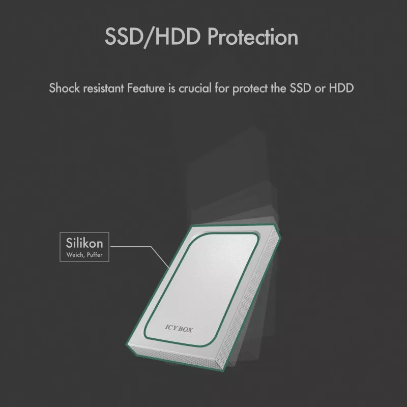 ICY BOX IB-241WP HDD/SSD-kotelo antrasiitti, hopea 2,5