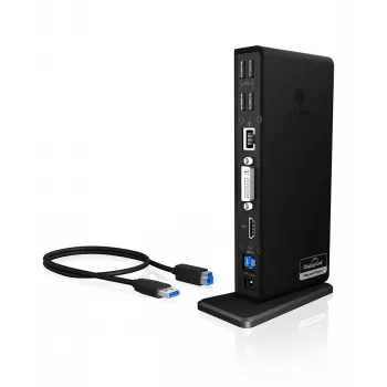 ICY BOX IB-DK2241AC johdollinen USB 3.2 Gen 1 (3.1 Gen 1) Type-A musta