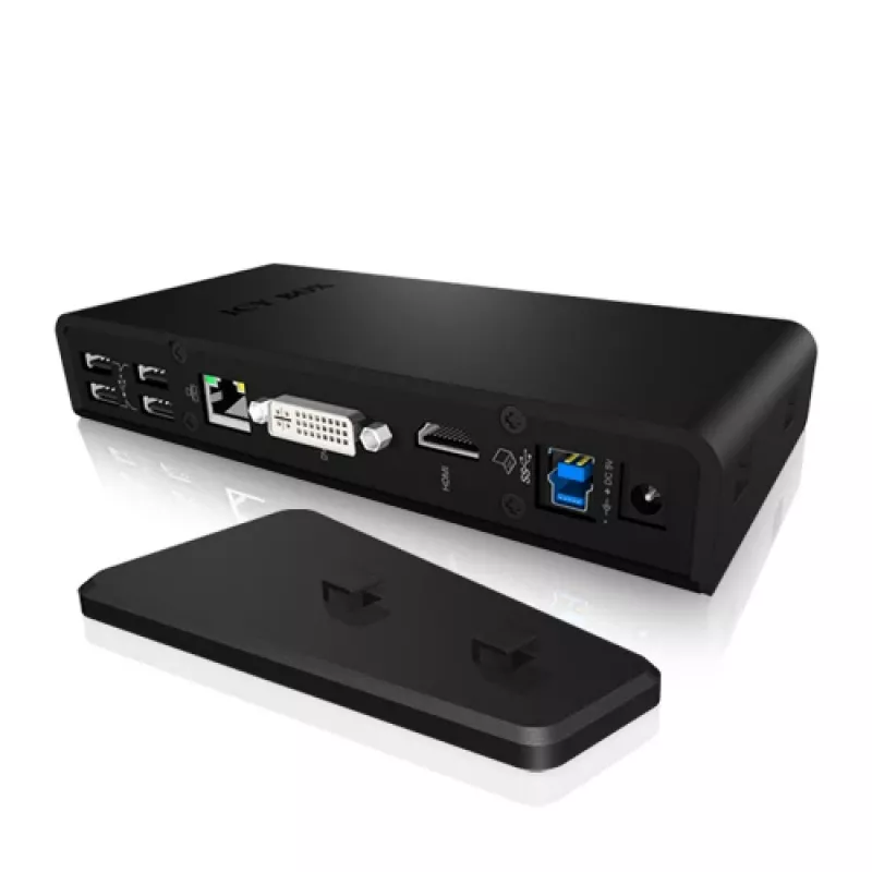 ICY BOX IB-DK2241AC johdollinen USB 3.2 Gen 1 (3.1 Gen 1) Type-A musta