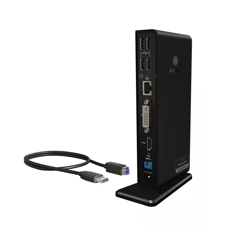 ICY BOX IB-DK2241AC johdollinen USB 3.2 Gen 1 (3.1 Gen 1) Type-A musta
