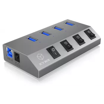 ICY BOX IB-HUB1405 USB 3.2 Gen 1 (3.1 Gen 1) Type-B 5000 Mbit/s antrasiitti