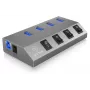 ICY BOX IB-HUB1405 USB 3.2 Gen 1 (3.1 Gen 1) Type-B 5000 Mbit/s antrasiitti