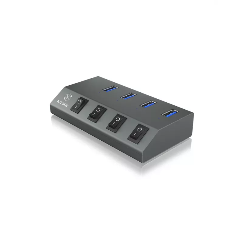 ICY BOX IB-HUB1405 USB 3.2 Gen 1 (3.1 Gen 1) Type-B 5000 Mbit/s antrasiitti