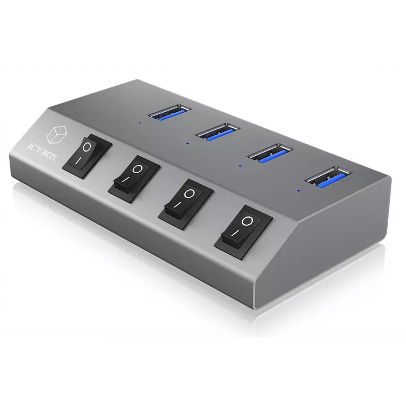 ICY BOX IB-HUB1405 USB 3.2 Gen 1 (3.1 Gen 1) Type-B 5000 Mbit/s antrasiitti