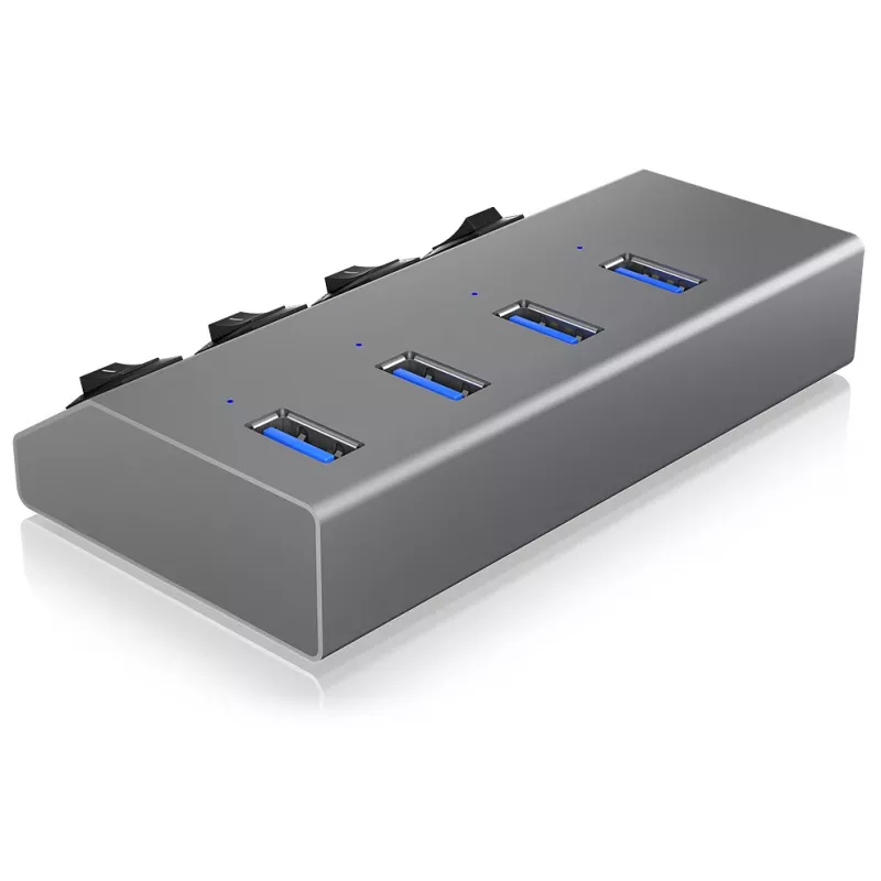 ICY BOX IB-HUB1405 USB 3.2 Gen 1 (3.1 Gen 1) Type-B 5000 Mbit/s antrasiitti
