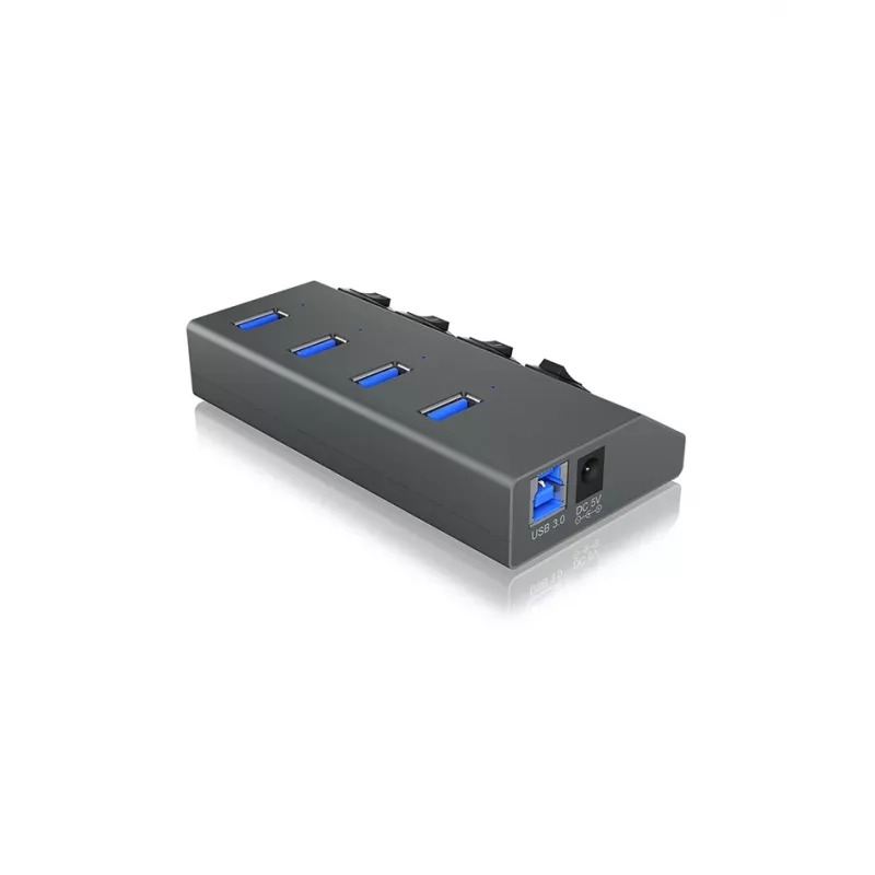 ICY BOX IB-HUB1405 USB 3.2 Gen 1 (3.1 Gen 1) Type-B 5000 Mbit/s antrasiitti