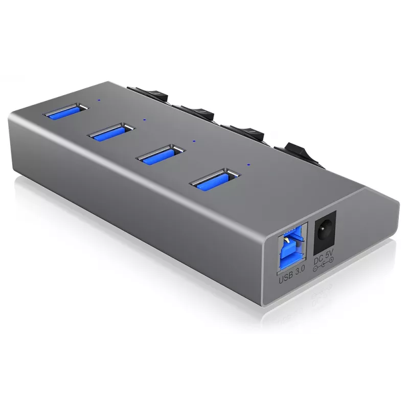 ICY BOX IB-HUB1405 USB 3.2 Gen 1 (3.1 Gen 1) Type-B 5000 Mbit/s antrasiitti