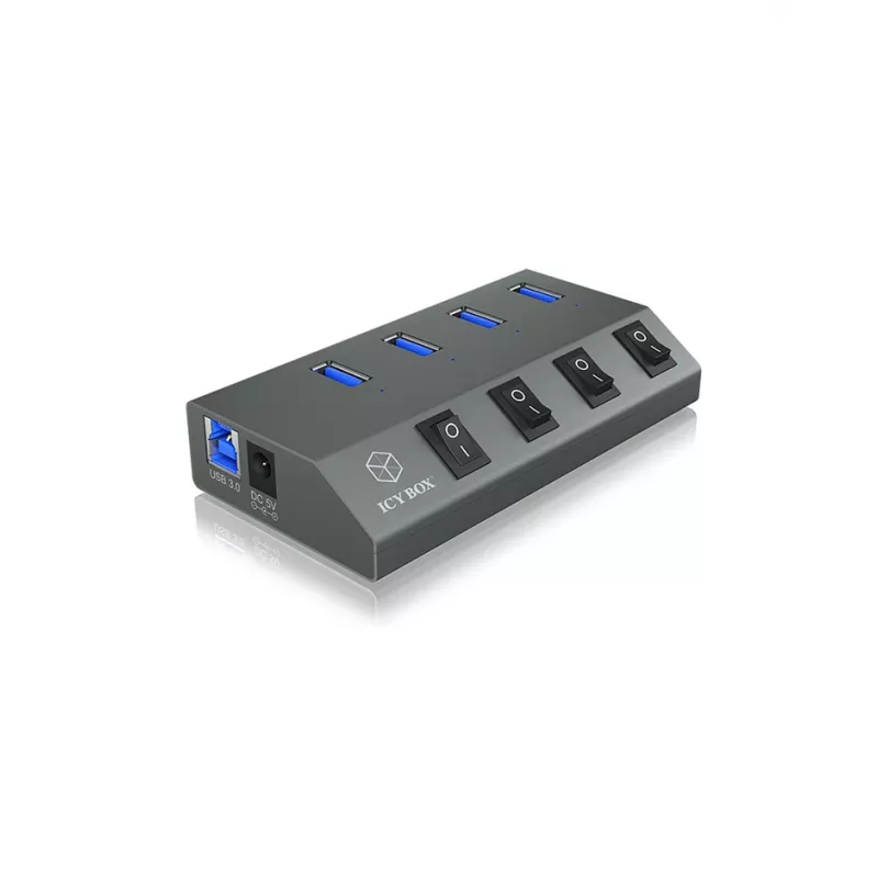ICY BOX IB-HUB1405 USB 3.2 Gen 1 (3.1 Gen 1) Type-B 5000 Mbit/s antrasiitti
