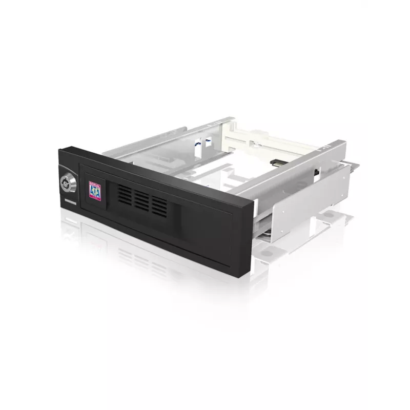 ICY BOX IB-168SK-B kelkaton siirrettävä asemakehys 3,5″ SATA-kiintolevylle, 5,25″ (13,3 cm) paikkaan, lukolla, musta