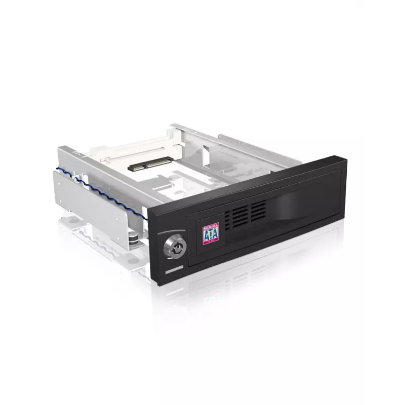 ICY BOX IB-168SK-B kelkaton siirrettävä asemakehys 3,5″ SATA-kiintolevylle, 5,25″ (13,3 cm) paikkaan, lukolla, musta