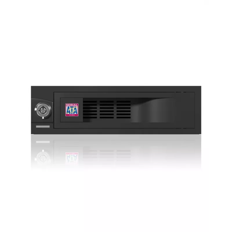 ICY BOX IB-168SK-B kelkaton siirrettävä asemakehys 3,5″ SATA-kiintolevylle, 5,25″ (13,3 cm) paikkaan, lukolla, musta