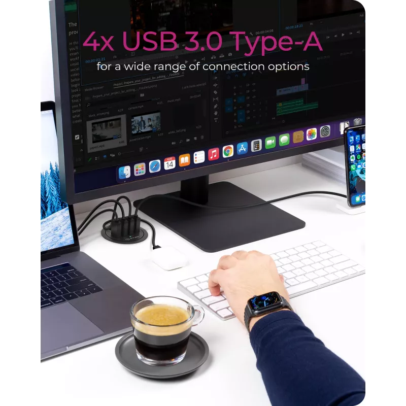 ICY BOX IB-HUB1403 USB 3.2 Gen 1 (3.1 Gen 1) Type-A 5000 Mbit/s musta