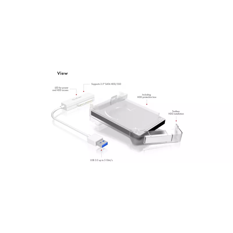 ICY BOX IB-AC703-U3 HDD/SSD-kotelo valkoinen 2,5