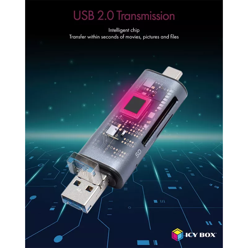 ICY BOX IB-CR200-C kortinlukija USB 2.0 musta