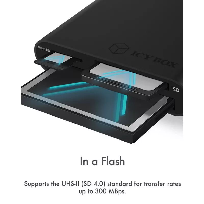 ICY BOX IB-CR301-U3 kortinlukija USB 3.2 Gen 1 (3.1 Gen 1) musta