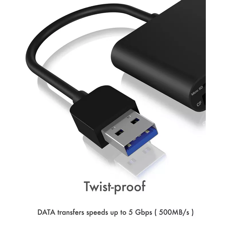 ICY BOX IB-CR301-U3 kortinlukija USB 3.2 Gen 1 (3.1 Gen 1) musta