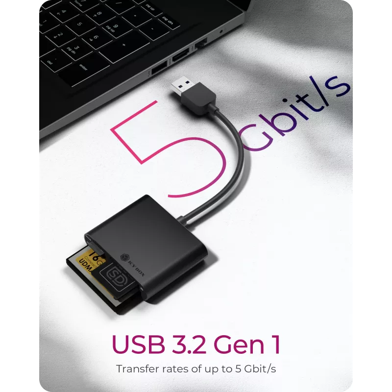 ICY BOX IB-CR301-U3 kortinlukija USB 3.2 Gen 1 (3.1 Gen 1) musta