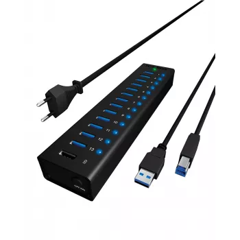 ICY BOX IB-AC6113 USB 3.2 Gen 1 (3.1 Gen 1) Type-B 5000 Mbit/s musta