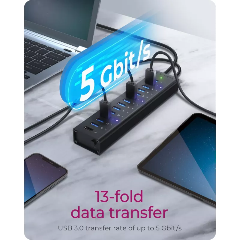 ICY BOX IB-AC6113 USB 3.2 Gen 1 (3.1 Gen 1) Type-B 5000 Mbit/s musta