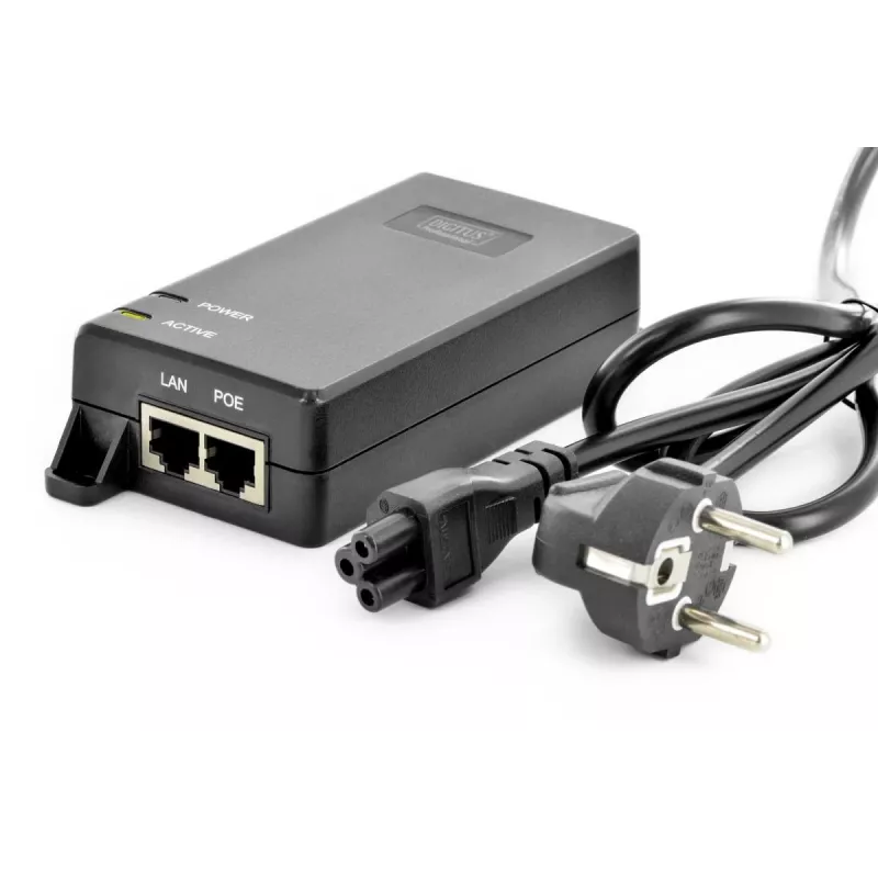 DIGITUS PoE+-injektori, 802.3at 10/100/1000 Mbps lähtö max. 48V, 30W