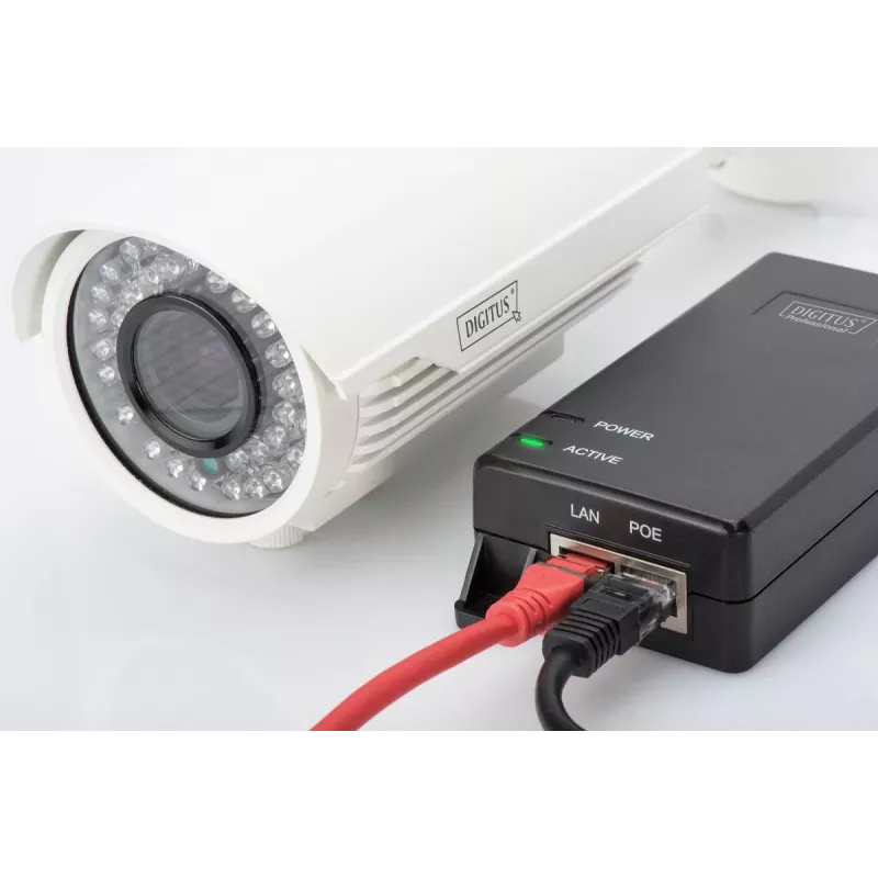 DIGITUS PoE+-injektori, 802.3at 10/100/1000 Mbps lähtö max. 48V, 30W