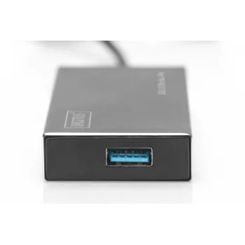 DIGITUS USB 3.0 -keskitin, 4-porttinen sis. 5V/2A virtalähteen alumiinikotelo
