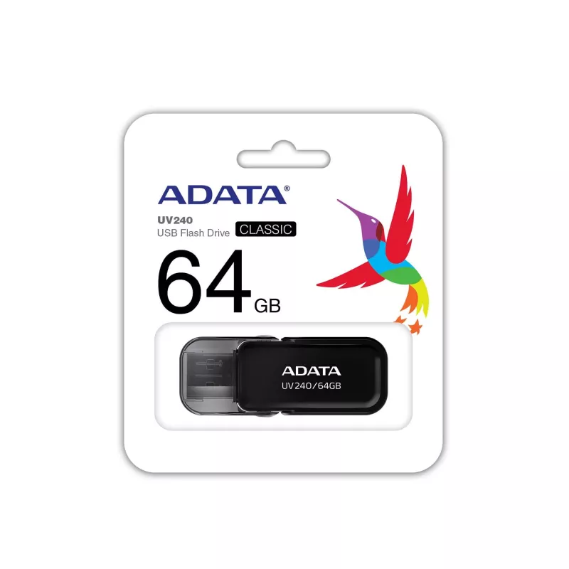 USB-muistitikku ADATA USB Type-A 2.0 64 GB UV240, musta, hattumallinen