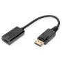 DIGITUS ASSMANN DisplayPort-sovitinkaapeli, DP - HDMI tyyppi A M/F, 20 cm lukituksella, HDMI Ver. 2.0, aktiivinen, CE, kulta, musta