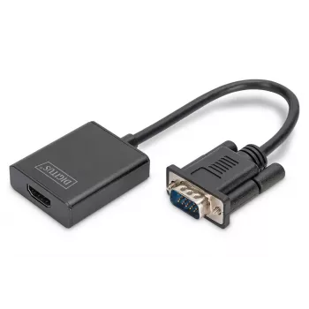 DIGITUS VGA - HDMI -muunnin + audio (3,5mm) Full HD (1080p), kaapelityyppi 15cm musta