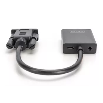 DIGITUS VGA - HDMI -muunnin + audio (3,5mm) Full HD (1080p), kaapelityyppi 15cm musta