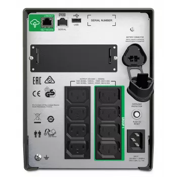 APC Smart-UPS SMT1500IC - 8x C13, USB, SmartConnect, 1500VA, Line-Interactive, 1,5 kVA, 1000 W, sini, 151 V, 302 V