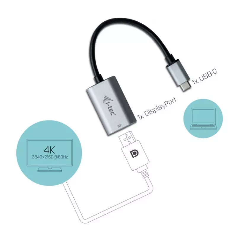 i-tec Metal USB-C DisplayPort -adapteri 4K/60Hz