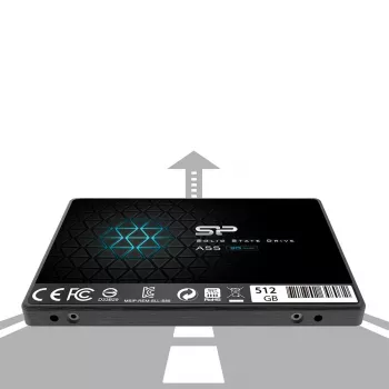2,5 tuuman SATA III SSD Silicon Power Ace A55 — 512 GB, 3D TLC, jopa 560/530 MB/s, 7 mm, musta
