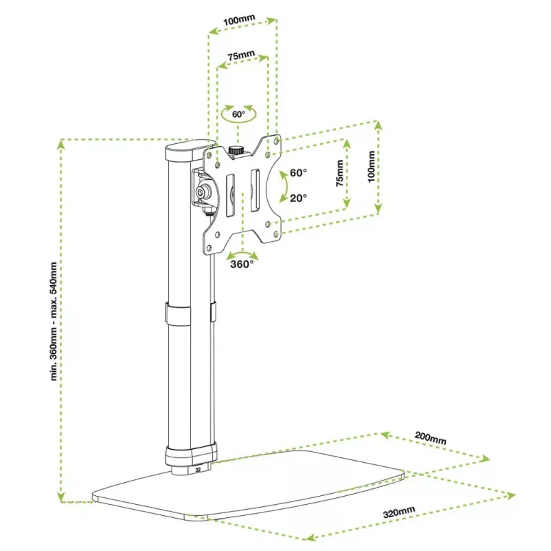 Techly ICA-LCD 260 näyttöteline / jalusta 68,6 cm (27