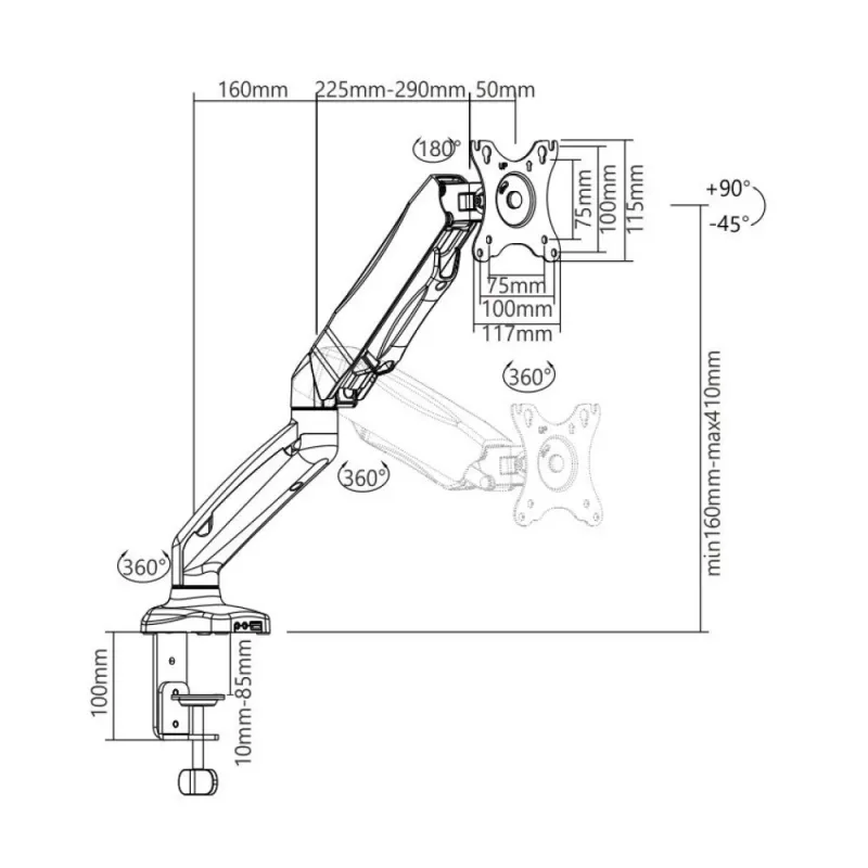 Techly ICA-LCD 514 näyttöteline / jalusta 68,6 cm (27