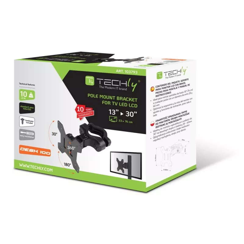 Techly ICALCD100BK pöytäteline musta