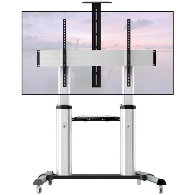 Techly ICA-TR24 liikuteltava TV-teline, 60–100 tuumaa, 100 kg, hyllyillä