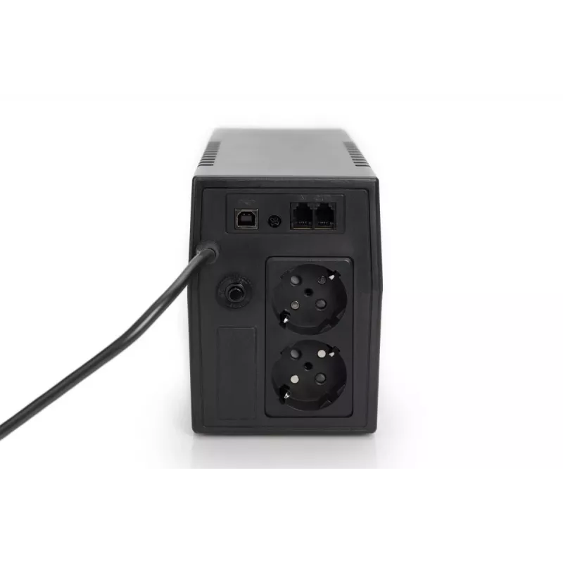 DIGITUS Line-Interact. UPS-virtalähde 600 VA/360W 12V/7Ah x1 2x CEE7/7 AVR LED DP