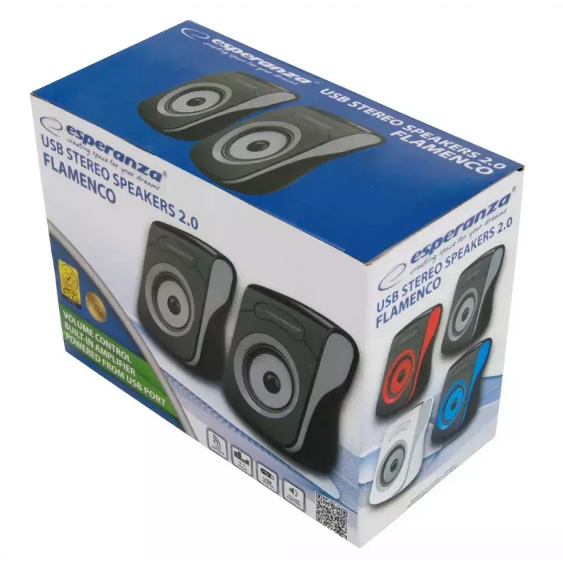 Kaiutin 2.0 USB Flamenco musta/harmaa, EP140KE, 6W