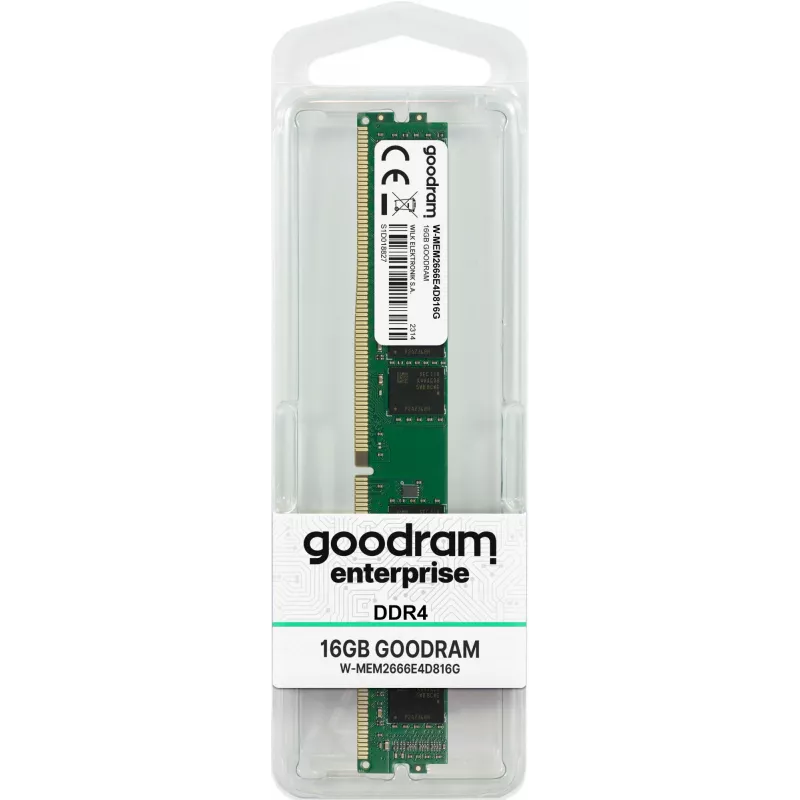 GOODRAM W-MEM2666E4D816G 16 GB (1 x 16 GB) DDR4 2666 MHz ECC UDIMM CL19 muistimoduuli