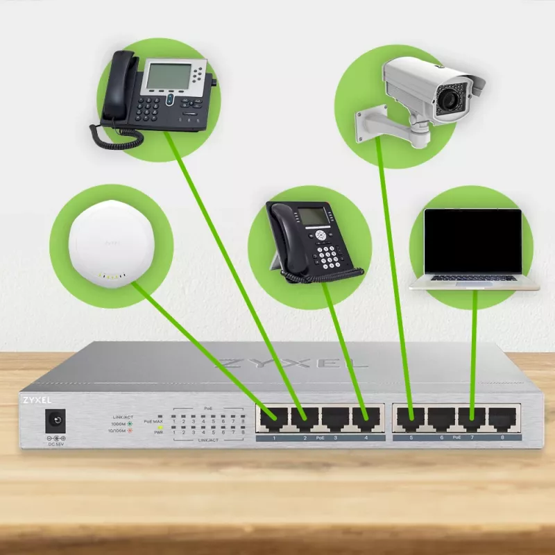 Zyxel GS1008HP hallitsematon Gigabit Ethernet (10/100/1000) Power over Ethernet (PoE) harmaa
