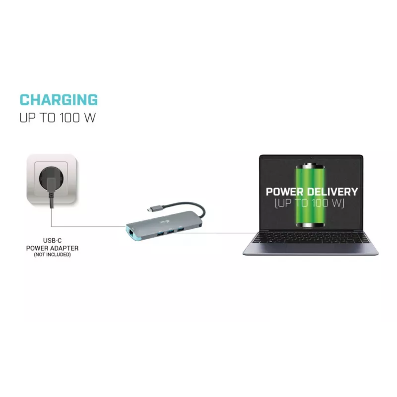 Telakointiasema i-tec Metal USB-C Nano -telakka 4K HDMI LAN Power Delivery 100 W