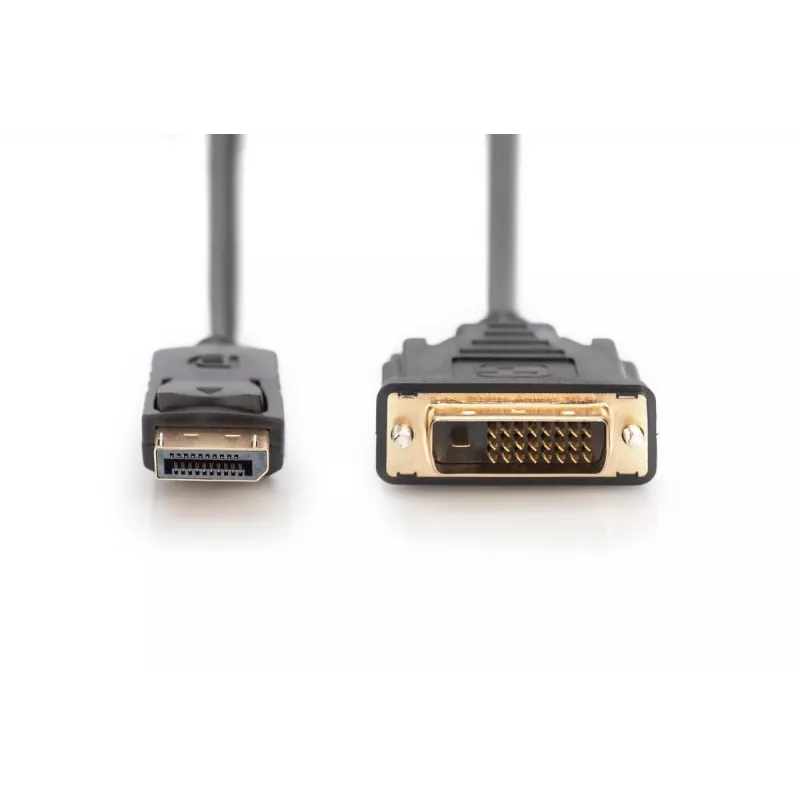 DIGITUS DisplayPort-sovitinkaapeli, DP - DVI (24+1) M/m, 2m lukituksella, DP 1.1a yhteensopiva, CE musta