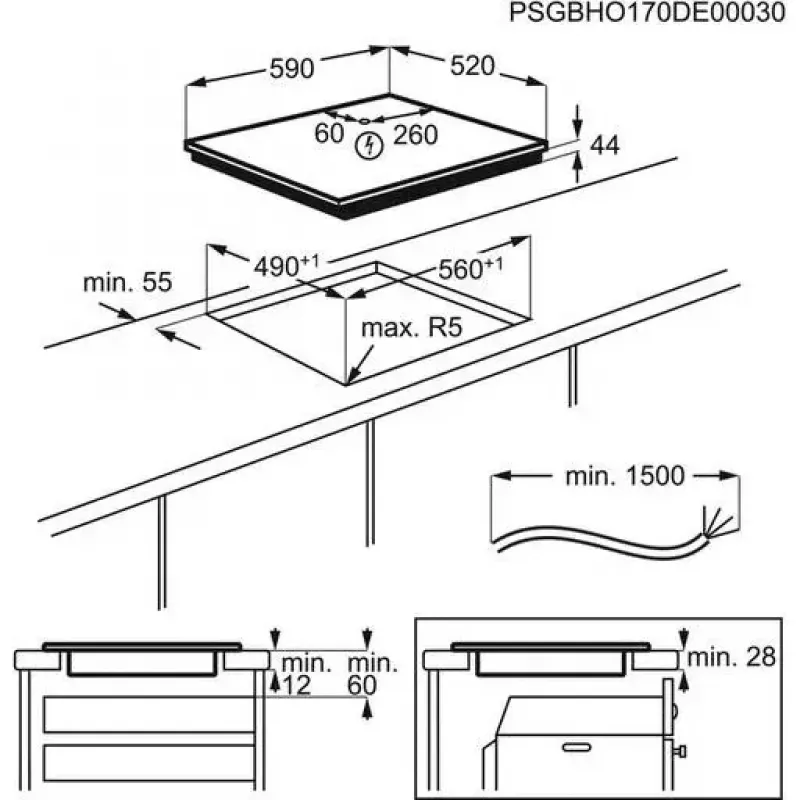 Electrolux LIR60430 musta sisäänrakennettu induktiokeittotaso 60 cm 4 keittoaluetta