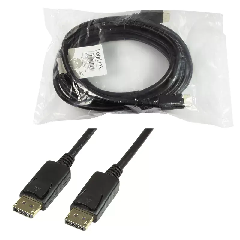 LogiLink CV0076 DisplayPort-kaapeli 7,5 m musta