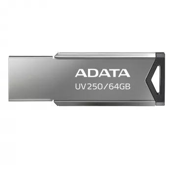 CompactFlash USB-muistitikku ADATA UV250 64 GB, hopea, 45,4×14,9×5,35 mm, 5,6 g