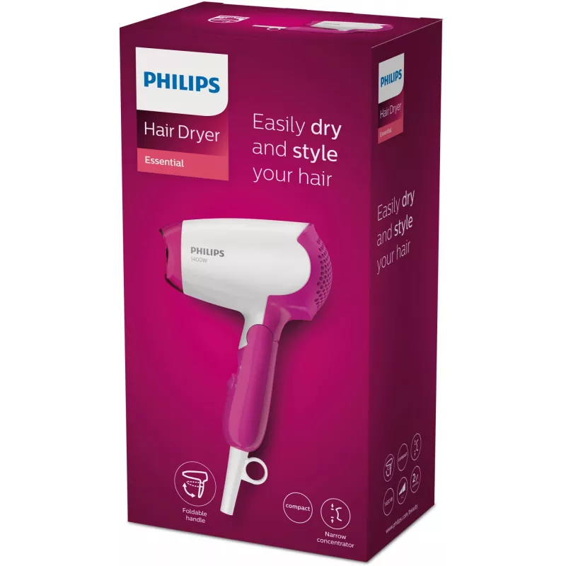 Philips Essential Care BHD003/00 hiustenkuivaaja 1400 W pinkki, valkoinen