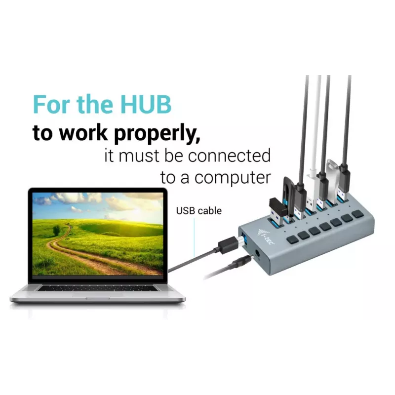 i-tec USB 3.0 -latauskeskitin 7 porttia + virtalähde 36 W