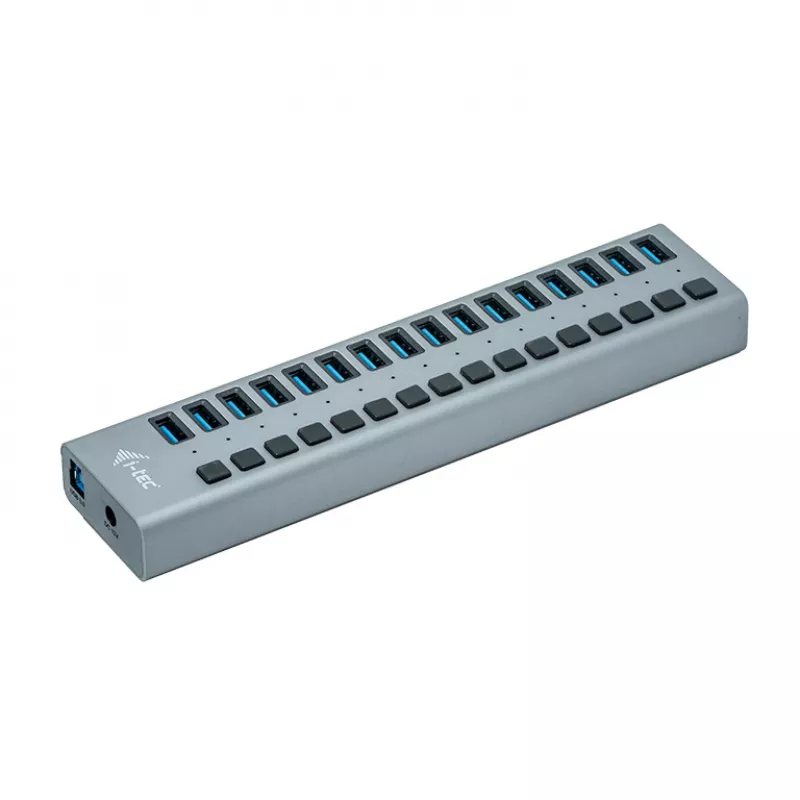 i-tec USB 3.0 -latauskeskitin 16 porttia + virtalähde 90 W