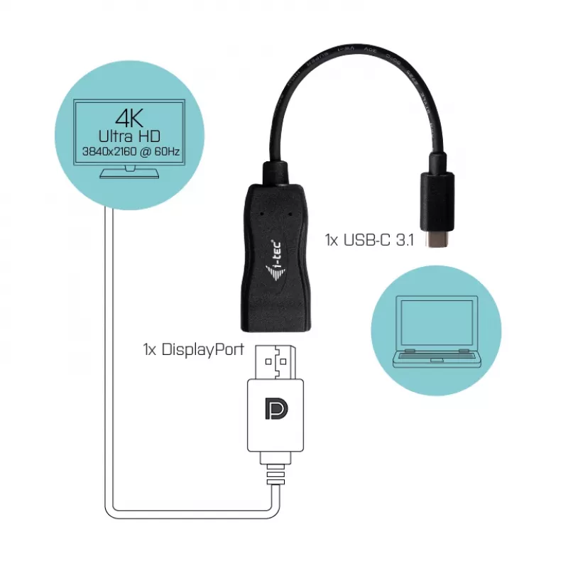 i-tec USB-C Display Port -sovitin 4K/60 Hz